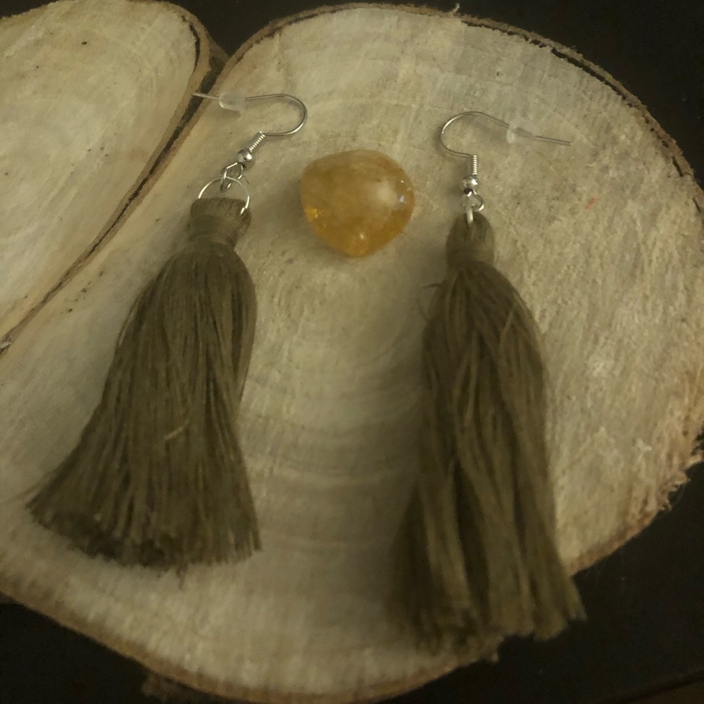 Handmade Brand New Olive Green Tassel Earrings